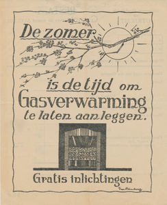 716226 Achterzijde van een nota van de Gemeente Gasfabriek van Utrecht.